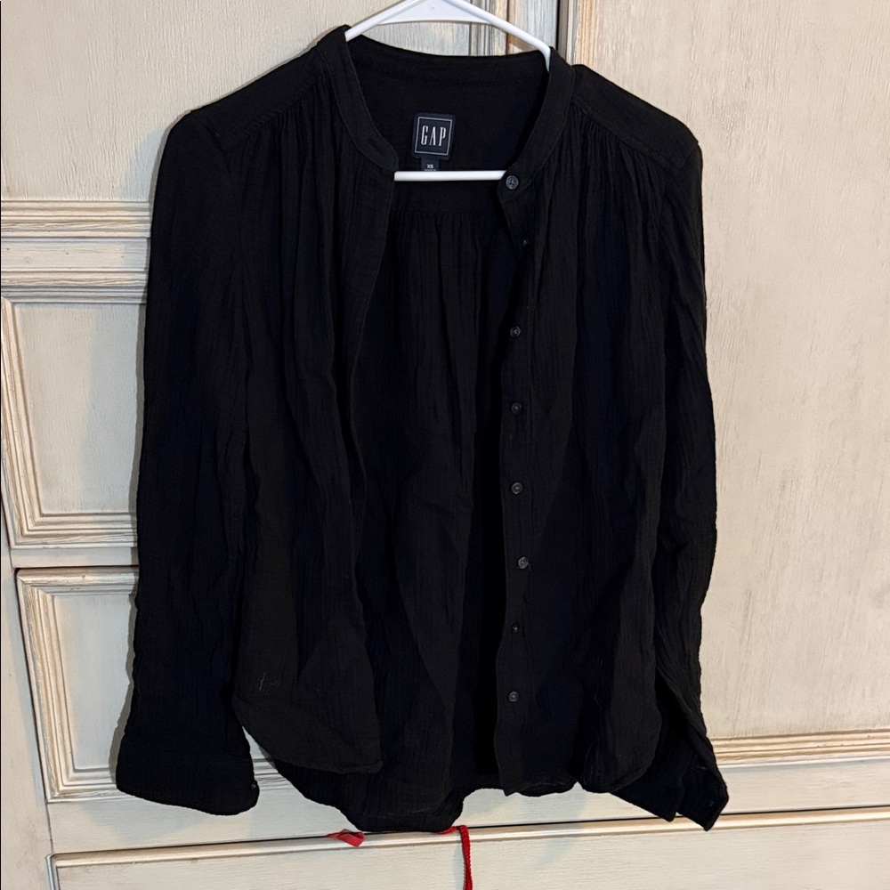 GAP Black Lightweight Button-Front Shirt Jacket